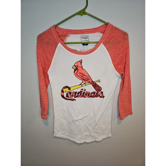 Victorias Secret Pink St Louis Cardinals Baseball T Shirt Size XS 3/4 Sleeve - Picture 1 of 5